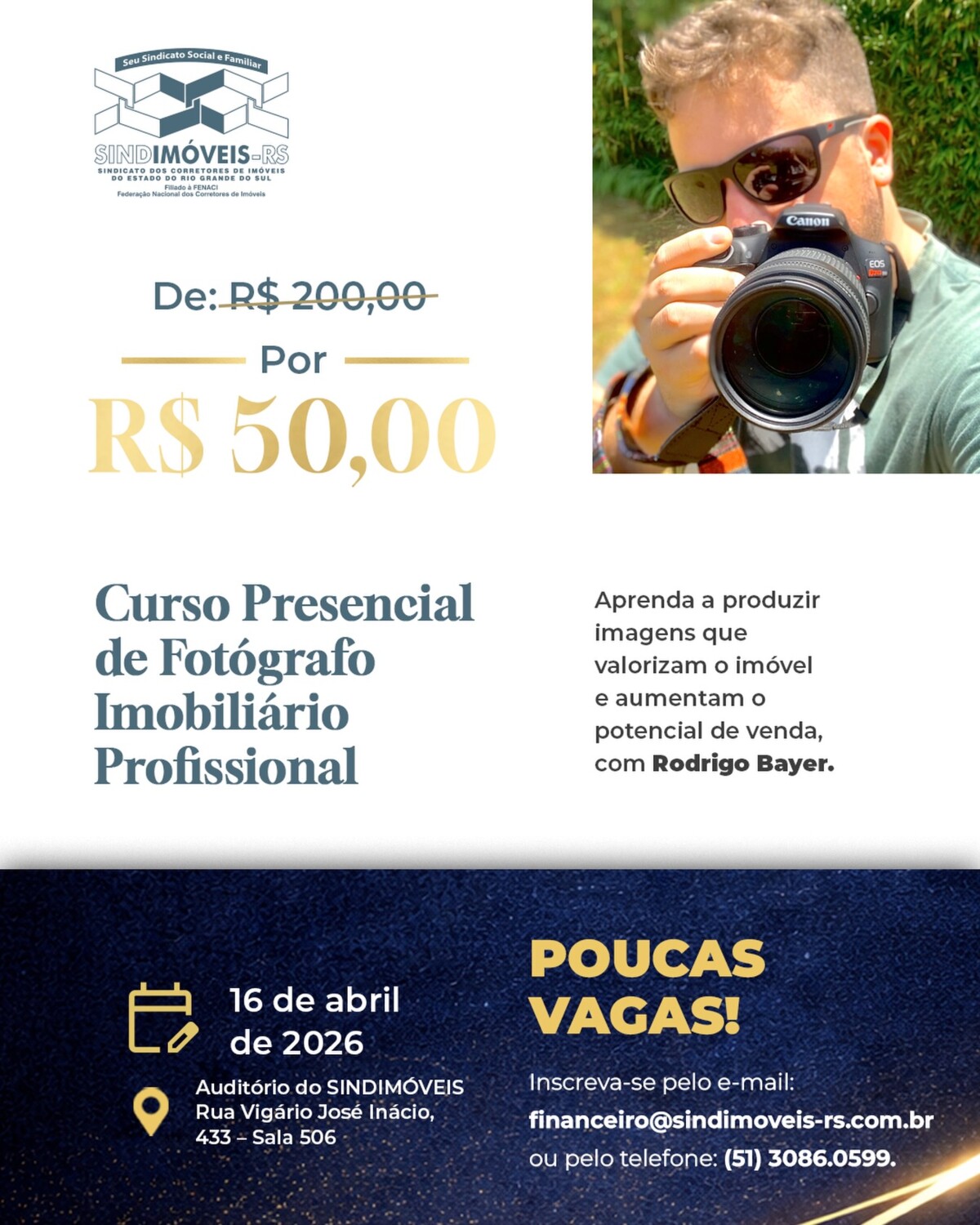 PROMOÇÃO IMPERDÍVEL: Curso Presencial de Fotógrafo Imobiliário Profissional